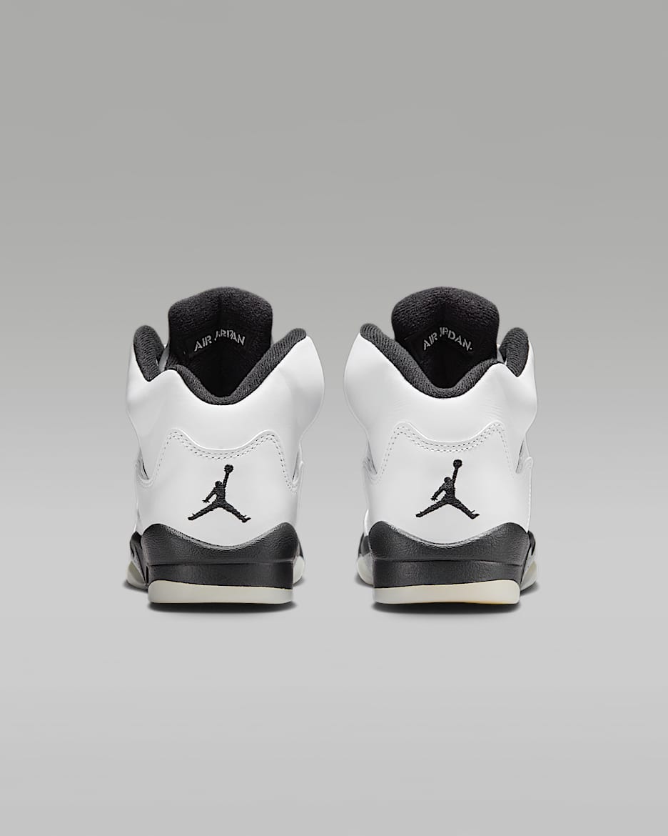 Air Jordan 5 Retro White and Black Big Kids Shoes. Nike